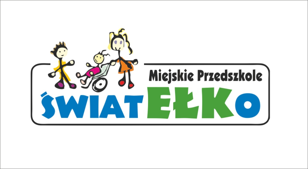 Logo Miejskiego Przedszkola Światełko, 3 bawiących się dzieci